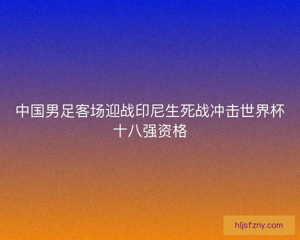 中国男足客场迎战印尼生死战冲击世界杯十八强资格