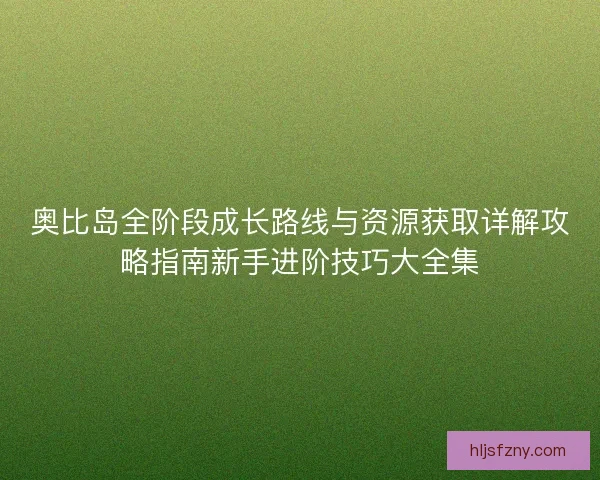 奥比岛全阶段成长路线与资源获取详解攻略指南新手进阶技巧大全集