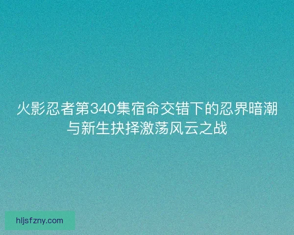 火影忍者第340集宿命交错下的忍界暗潮与新生抉择激荡风云之战